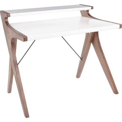 Archer Desk in Walnut Finish Wood w/ White Wood Top